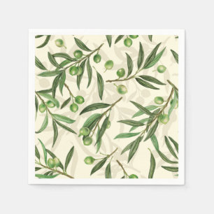 Olive branches watercolor napkins