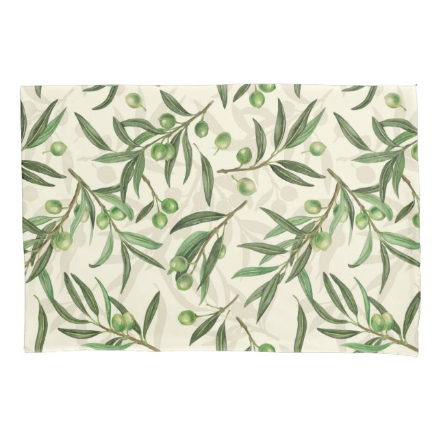 Olive branches watercolor pillow case (Front)
