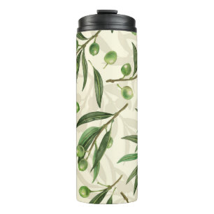 Olive branches watercolor thermal tumbler