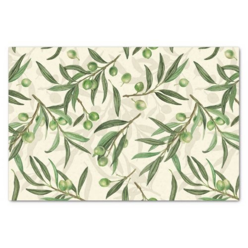 Olive branches watercolor tissue paper