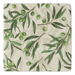 Olive branches watercolor trivet