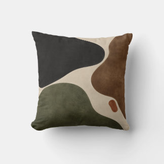 Olive Brown Black Organic Color Blocks Throw Pillow