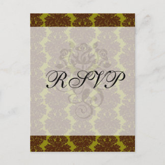olive brown formal damask postcard