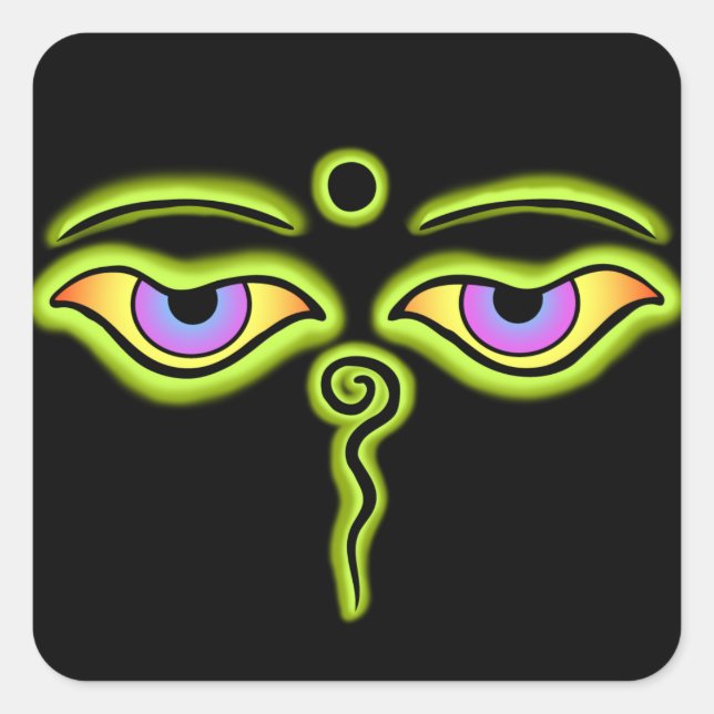 Olive Buddha Eyes.png Square Sticker (Front)