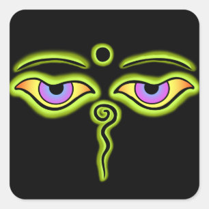 Olive Buddha Eyes.png Square Sticker