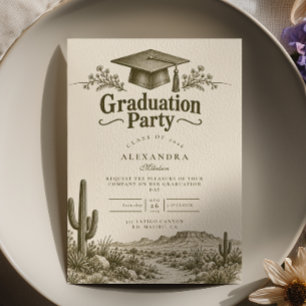 Olive Cactus Western Graduation Invitation
