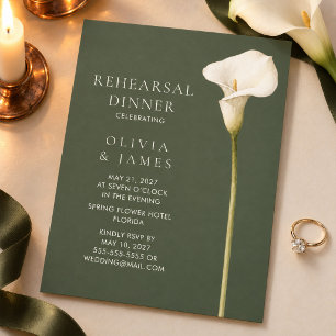 Olive Calla Lily Rehearsal Dinner Invitation