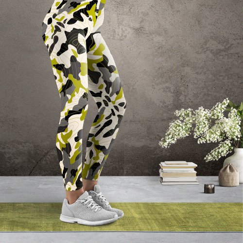 Olive Charcoal Diagonal Camo with Contour Lines Leggings