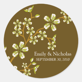 Olive Cherry Blossom/Brown Wedding Invitation Seal