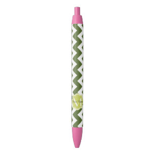 Olive Chevron, Floral Monogram, Personalized Name Pen