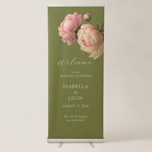 Olive   Chic Rose Wedding Welcome  Retractable Banner