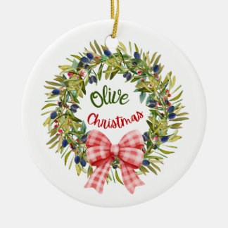Olive Christmas Ceramic Ornament