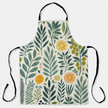 Olive & Citrus Print Apron