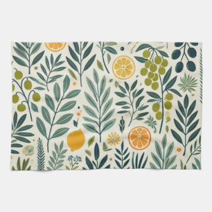 Olive & Citrus Print Tea Towel