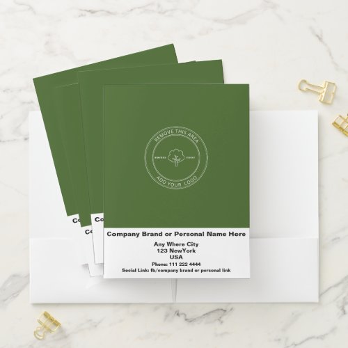 Olive Color Modern Minimalist  Pocket Folder