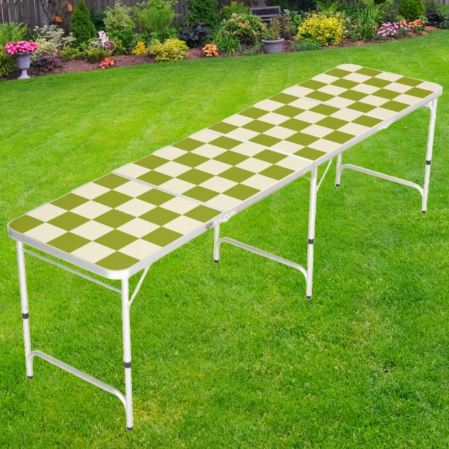 Olive & Cream Checker Beer Pong Table (Creator Uploaded)