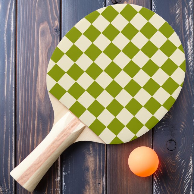 Olive & Cream Checker Ping Pong Paddle (Creator Uploaded)