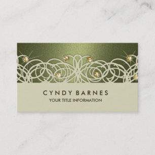Olive Crystals and Lace Business Card