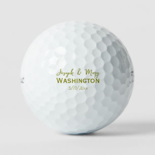Olive Custom Wedding Favors Bride & Groom's Name Golf Balls