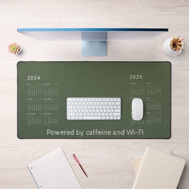 Olive Customizable Desk Mat with Mid-Year Calendar (Office 1)