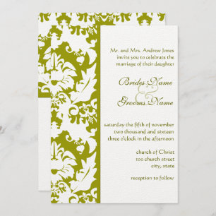 Olive Damask Wedding Invitations
