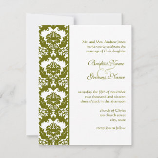 Olive Damask Wedding Invitations