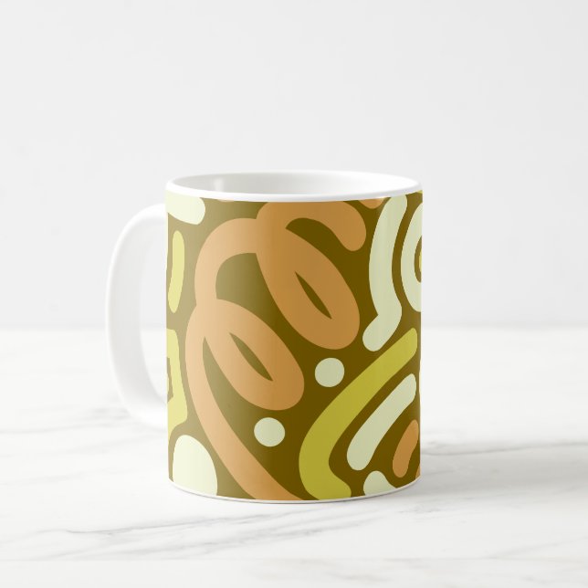 Olive Doodle Loop Pattern Coffee Mug (Front Left)