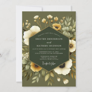 Olive Earthy Botanical Wedding Invitation