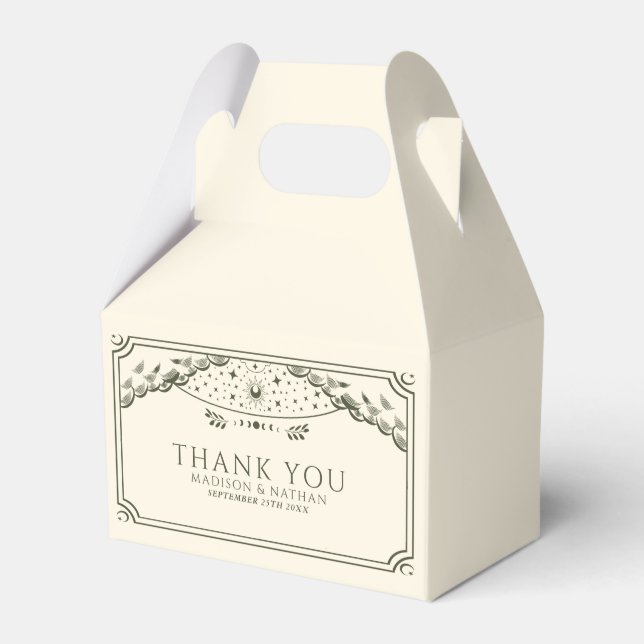 Olive Elegant Gothic Tarot Card Wedding Favor Boxes (Front Side)