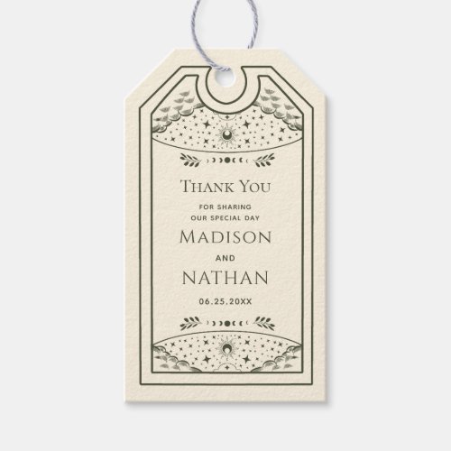 Olive Elegant Gothic Tarot Wedding Thank You Gift Tags