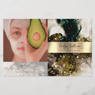 Olive emerald green watercolor bifold brochure