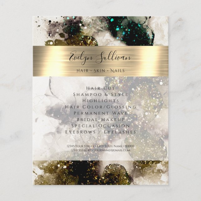 Olive emerald green watercolor flyer (Front)