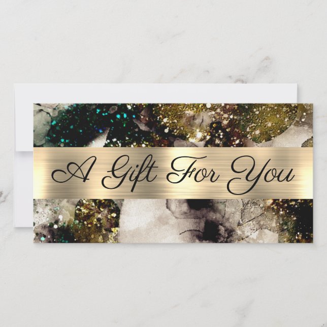 Olive emerald green watercolor gift certificate (Front)