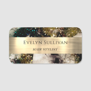 Olive emerald green watercolor name tag