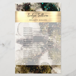 Olive Emerald Green Watercolor Price List Flyer