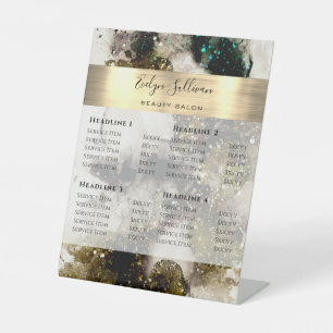 Olive Emerald Green Watercolor Price List Pedestal Sign