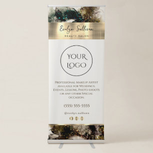 Olive emerald green watercolor retractable banner