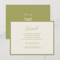 Olive Estate Calligraphy Wedding QR Details Card