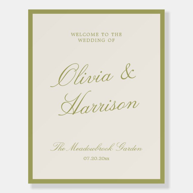 Olive Estate Calligraphy Wedding Welcome Foam Board (Front)