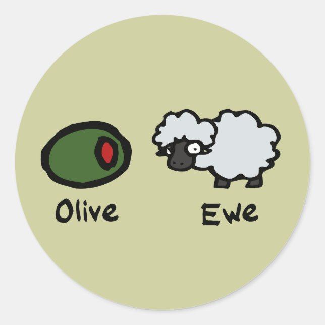 Olive Ewe Classic Round Sticker (Front)