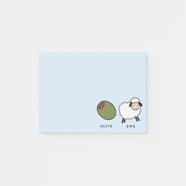 Olive Ewe Love Puns Post-it Notes (Front)