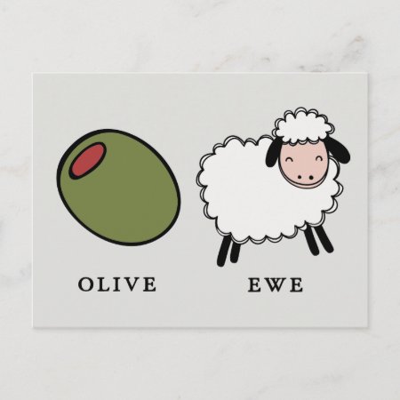Olive Ewe Love Puns Postcard