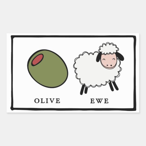 Olive Ewe Love Puns Rectangular Sticker