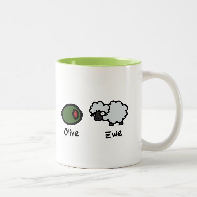Olive Ewe Two-Tone Coffee Mug (Right)