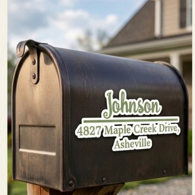 Olive Family Name & Address Mailbox Personalized Sticker (Creator Uploaded)