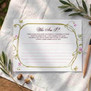 Olive Floral Brital ShowerGuess Who Am I Game Card