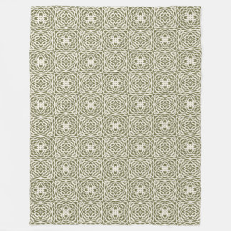 Olive Floral Lattice Sherpa Blanket