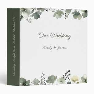Olive Floral Wedding 3 Ring Binder