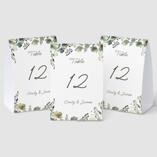Olive Floral Wedding Paper Table Tent
