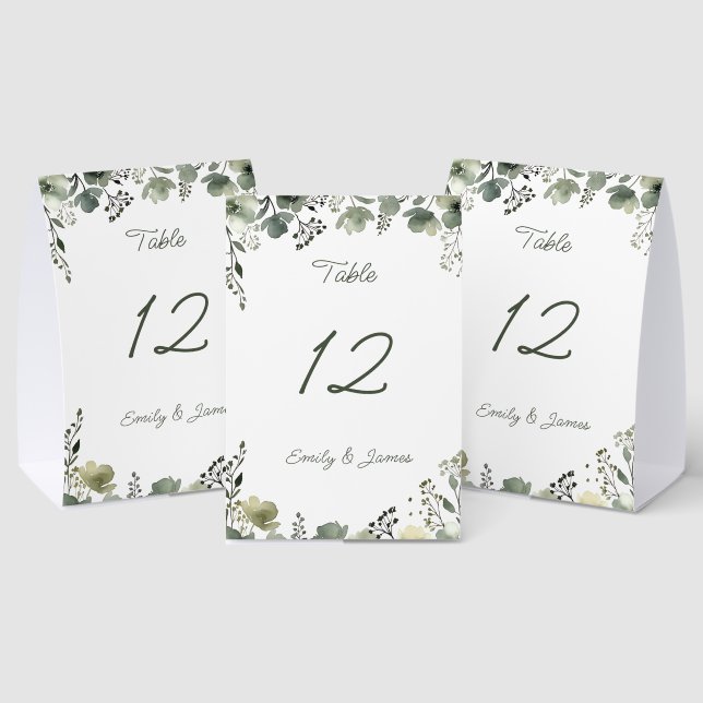 Olive Floral Wedding Paper Table Tent (Insitu(Multi))